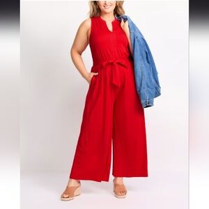 Market & Spruce Vibrant Red Jumpsuit